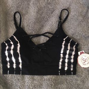 SO lace-up Black and white tie dye sports bra